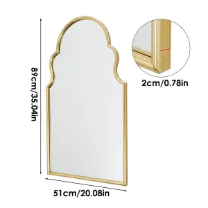 Shatterproof Metal Decorative Wall Mounted Mirror with Gold Framed