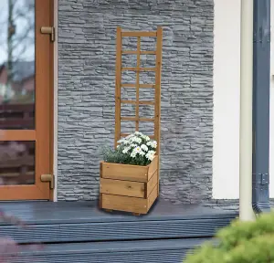 Square Trellis Planter - Wood - L32 x W32 x H120 cm - Brown