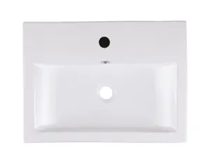 GoodHome Albena Gloss White Rectangular Counter top Basin (W)54cm