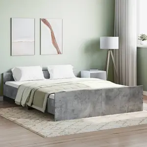 Berkfield Bed Frame with Headboard and Footboard Concrete Grey 140x200 cm