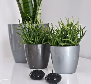 Plant Flower Pot Plastic 20 Colours 9 sizes Gloss Pots Planter Saucer Tray Deco Grey 9.5cm Graphite 20cm