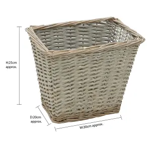 JVL Arianna Rectangular Willow Baskets, Set of 2 Laundry Baskets and 2 Waste Paper Bins, Grey Wash