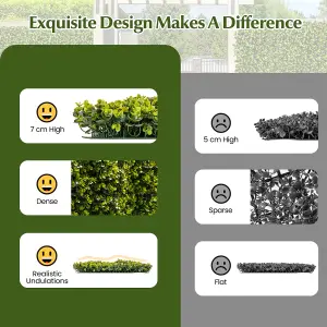 Costway 12 Pcs 50 x 50 cm Artificial Grass Wall Panels 7cm Thickness Greenery Backdrop Wall Panels