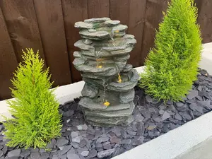 Aqua Creations 4 Bowl Textured Granite Mains Plugin Powered Water Feature