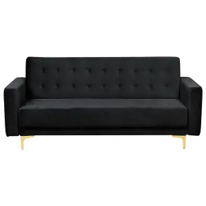 3 Seater Sofa ABERDEEN Black Velvet