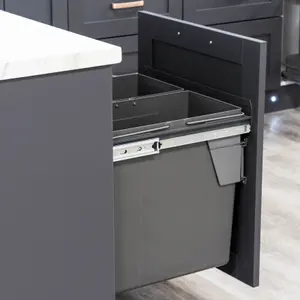 600mm Under Counter Bin Pull Out Kitchen Waste Recycling Cabinet 2 x 45L Dark Grey