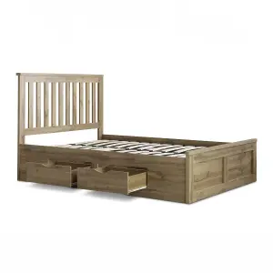 Madison Oak Finish 4 Drawer Wooden Compact Double Bed Frame Only