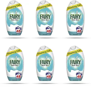 Fairy Non Bio Washing Liquid Laundry Detergent Gel, 48 Washes, 1.8 L, for Sensitive Skin (Pack of 6)