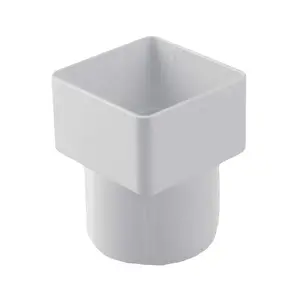 White Square to Round Downpipe Adaptor Connector, Freeflow Rain Water Systems