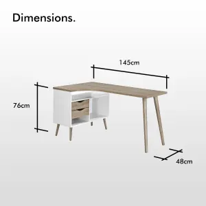 VonHaus Computer Desk, Light Oak Effect Home Office Desk, Desk for Home Working/Home Study Space, Laptop Desk For Small Spaces