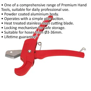 Heavy-Duty Rubber Hose Cutter with Plier Action - 3mm to 36mm Capacity