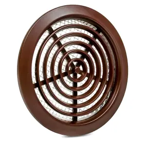 Brown Mini Round Air Vent Grille 80mm with Flange and Fly Screen Ventilation Cover