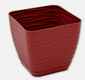 Plant Pot Flowerpot Square Plastic Modern Decorative Small Medium Large Marsala 15 cm