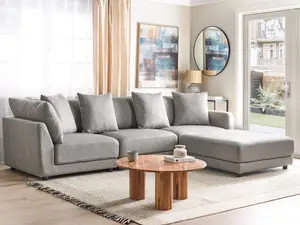 3 Seater Fabric Sofa with Ottoman Light Grey SIGTUNA