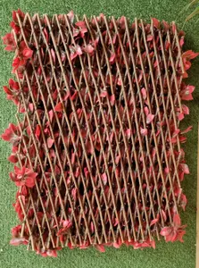 Expanding Decorative Trellis Artificial Red Leaf Willow Trellis Panel Screen