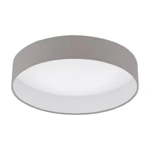 Flush Ceiling Light Colour White Shade Taupe Fabric Bulb LED 18W Included