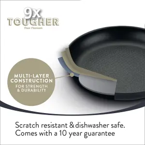 Prestige 9 x Tougher Black Round Aluminium Induction Suitable Dishwasher Safe Cookware Set Pack of 5