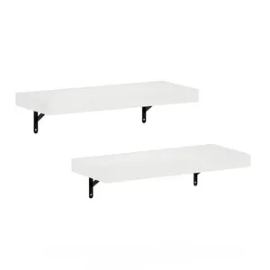 Beyhan Wall Mounted Floating Display Shelves, Set of 2 White Texture / 4.19cm H x 57cm W x 23.8cm D