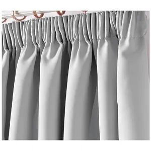 Fiffer Polyester Blackout Pinch Pleat Curtain Pair Silver / 167 x 183 cm