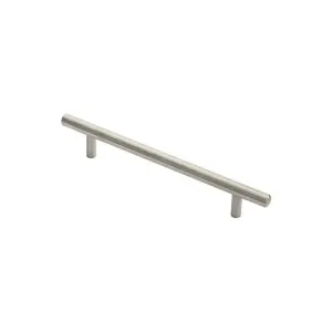 2x Round T Bar Pull Handle 178 x 10mm 128mm Fixing Centres Stainless Steel