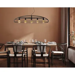 Lucide Dikra Modern Bar Pendant Light - 5xE27 - Black