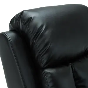 Studio Leather Recliner W Drink Holders Armchair Sofa Chair Cinema Gaming Black