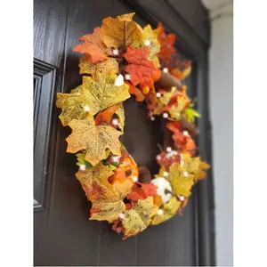 Best Artificial Pre-Lit 50cm Autumn Winter Halloween Wreath