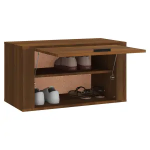 Berkfield Wall-mounted Shoe Cabinet Brown Oak 70x35x38 cm Solid Wood Pine