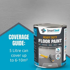 Heavy Duty Floor Paint, Grey, Premium Protection for High Traffic Areas, Anti-Slip Finish, Concrete Brick, Stone and Wood, 5L