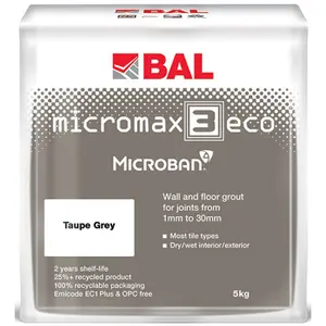 BAL Micromax3 ECO Antimicrobial Wall & Floor Taupe Grey Grout, 5kg