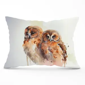 Loving Tawny Owls Watercolour Cushions 33cm x 48cm