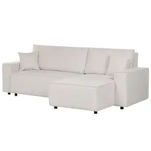 Sofa Bed ABACKA Off-White Corduroy Left Hand