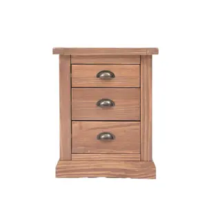 Tirolo 3 Drawer Bedside Table Brass Cup Handle