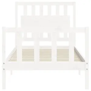 Berkfield Bed Frame with Headboard White 90x200 cm Solid Wood