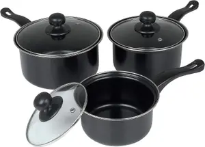 3Pcs Non Stick Cookware Induction With Lids Saucepan Set P120