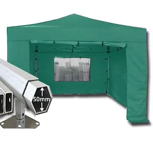 3m x 3m Extreme 50 Instant Shelter Pop Up Gazebos Frame, Canopy & Sides - Green