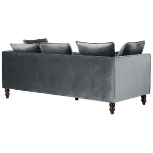 3 Seater Velvet Sofa Grey FENSTAD