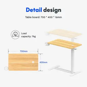 FlexiSpot Multi-functional Adjustable Side Table White Frame+700x400mm maple desktop