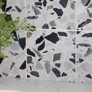 Quadrostyle Terrazzo Black Mix Wall Tile and Furniture Vinyl Stickers 15cm(L) 15cm(W) pack of 6