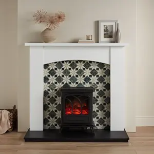 Focal Point Nebraska White & black MDF Timeless Fireplace surround set