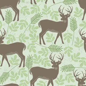 Deer & Leaf Pattern Vinyl Sticker Wrap For Furniture & Kitchen Worktops