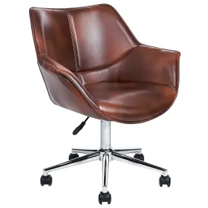 Desk Chair Faux Leather Dark Brown NEWDALE