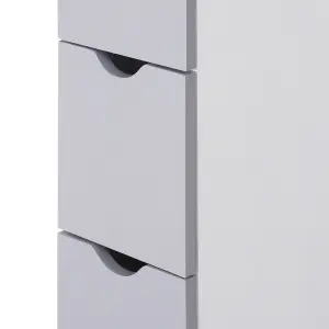 HOMCOM Tall Bathroom Storage Cabinet with Shelf and Drawers, White, Grey