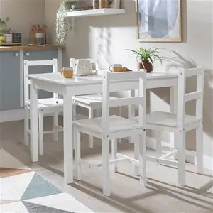 Argos Home Raye Solid Wood Dining Table & 4 White Chairs