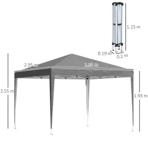 Outsunny 3 x 3 m Garden Pop Up Gazebo Marquee Party Tent Wedding Canopy Grey