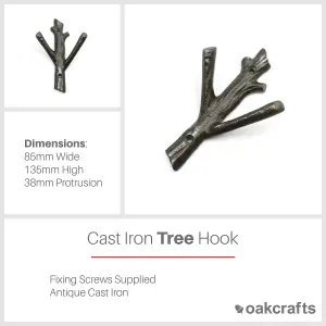 Oakcrafts - Antique Cast Iron Tree Design Coat Hook