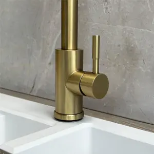 Liquida EPO11BR Single Lever Pull Out Mixer Brushed Brass Kitchen Mixer Tap