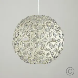 ValueLights Moroccan Contemporary Moroccan Style Shabby Chic Cream Metal Jewelled Ball Ceiling Pendant Light Shade