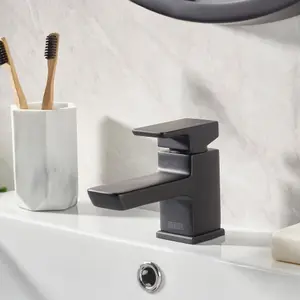 Bristan Noctis Small Black Square Deck Mixer Tap