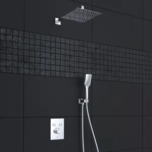 Hommix Rubineta Thermo-2F-Olo Chrome Concealed & Wall Mounted Shower Set